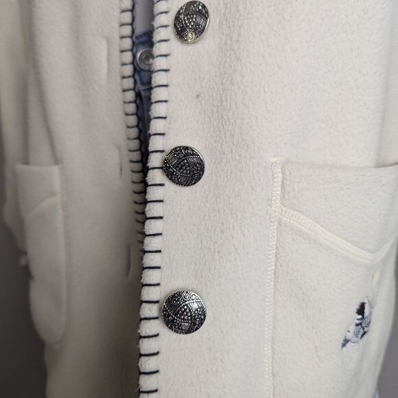 Vintage 90s Felted Fleece Jacket, Embroidered Ducks, La Fugue, Size M - Picture 6 of 10